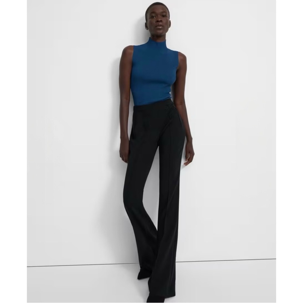 Theory Demitria Admiral Crepe Trousers - Black Pull On Mid Rise Pants sz 12 - Picture 10 of 12